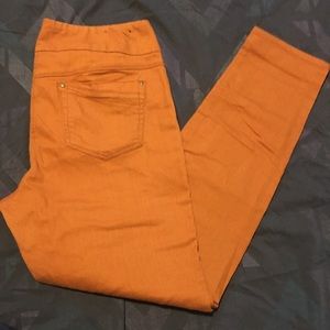 Orange rust skinny jeans stretchy 10 pull on GUC